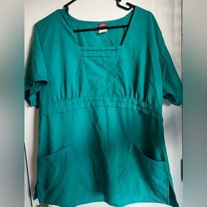 Dickies Genuine Square Neck Medical Women's Relaxed Fit Scrub Top Size L Green